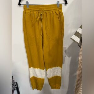 Hem & Thread Mustard Yellow and White Tie-Dye Jogger Pants